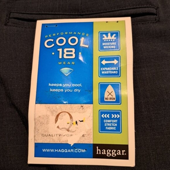 Haggar men's size 42 x 30 performance cool 18, expandable waist, blue pants, New - Picture 3 of 9